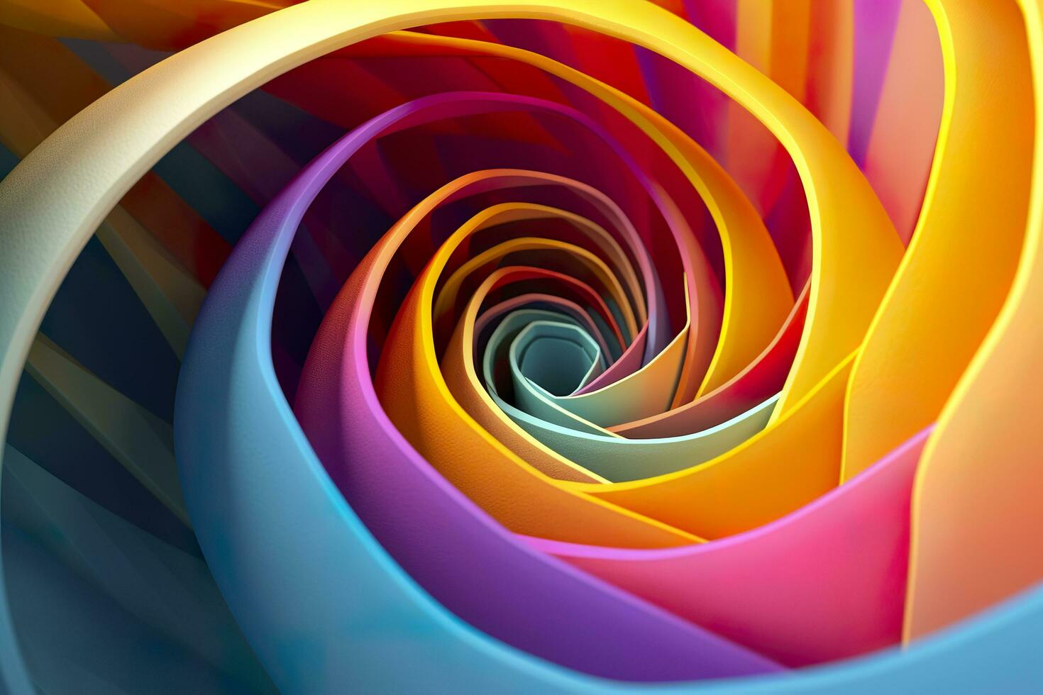 Geometric Spiral Pattern in Vibrant and Energetic Colors. A Professional Color Grading Experiment. AI Generative photo