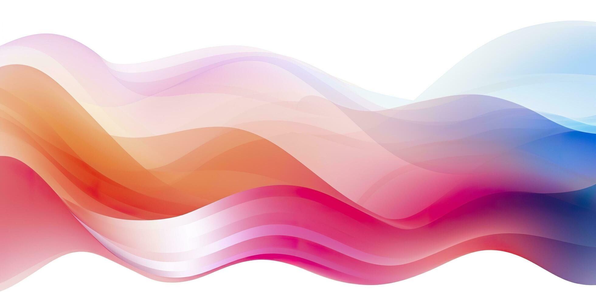 Colorful abstract wave lines flowing horizontally on a white background, ideal for technology, music, science and the digital world. AI Generative photo