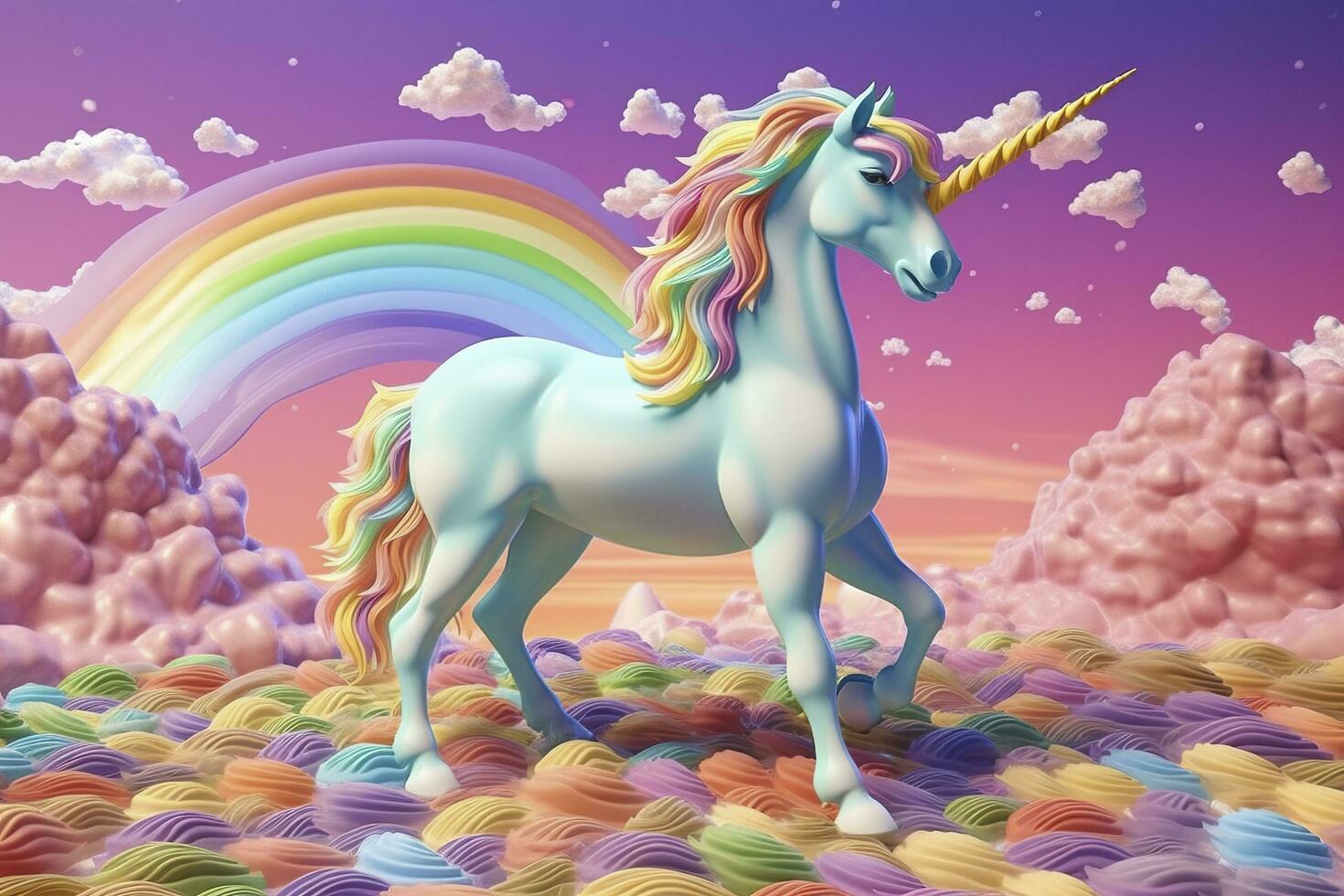 Beautiful unicorn with light colors. AI Generative photo