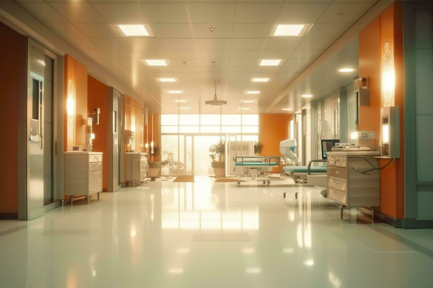 Ideal Healthcare Background with Surrealist Blurry Hospital Scene. AI Generative photo