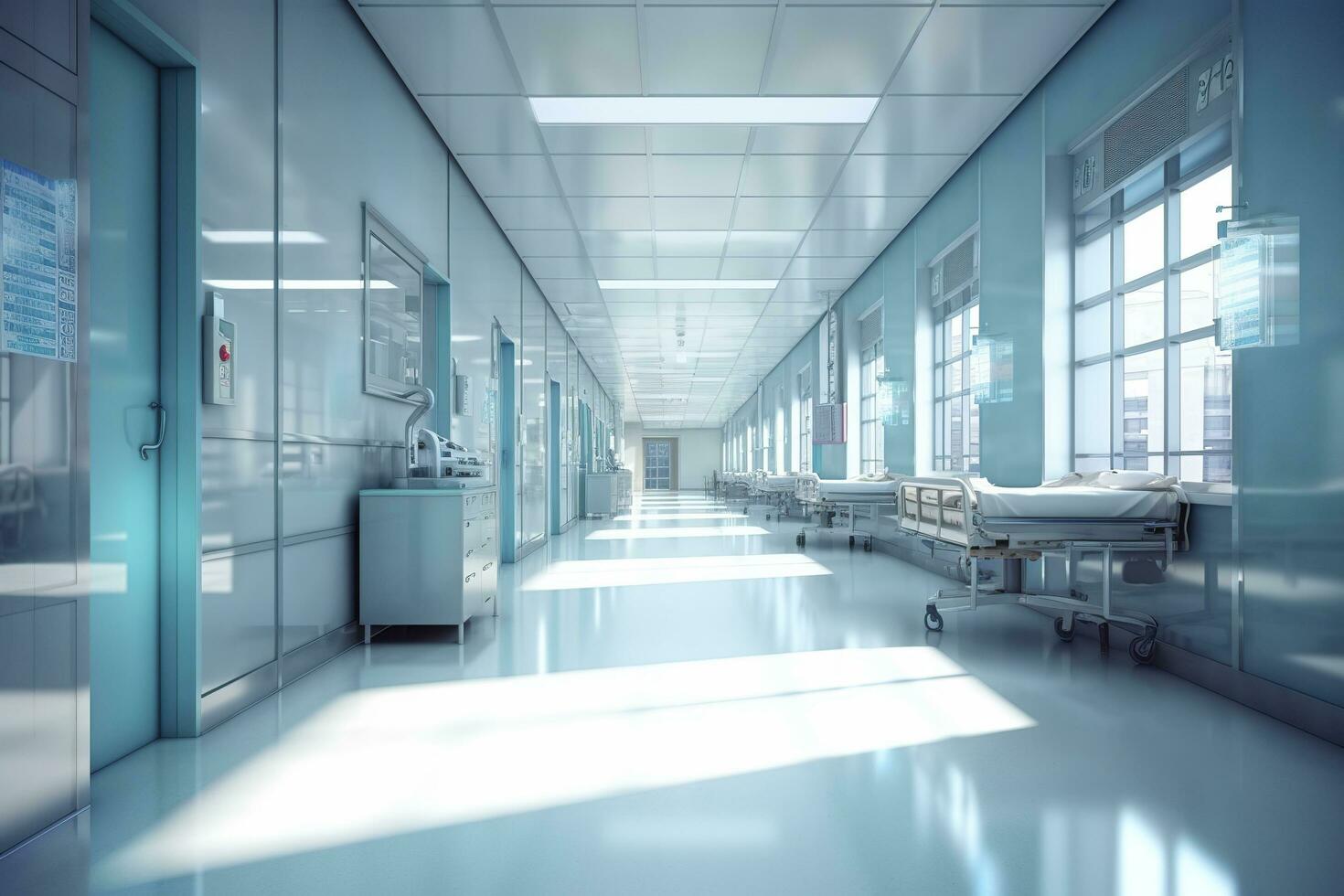 Ideal Healthcare Background with Surrealist Blurry Hospital Scene. AI Generative photo