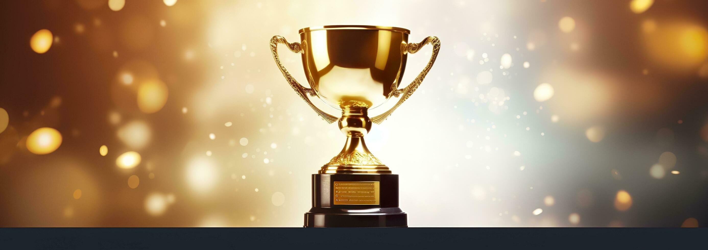 Champion golden trophy for winner background. Success and achievement concept. Generative AI photo