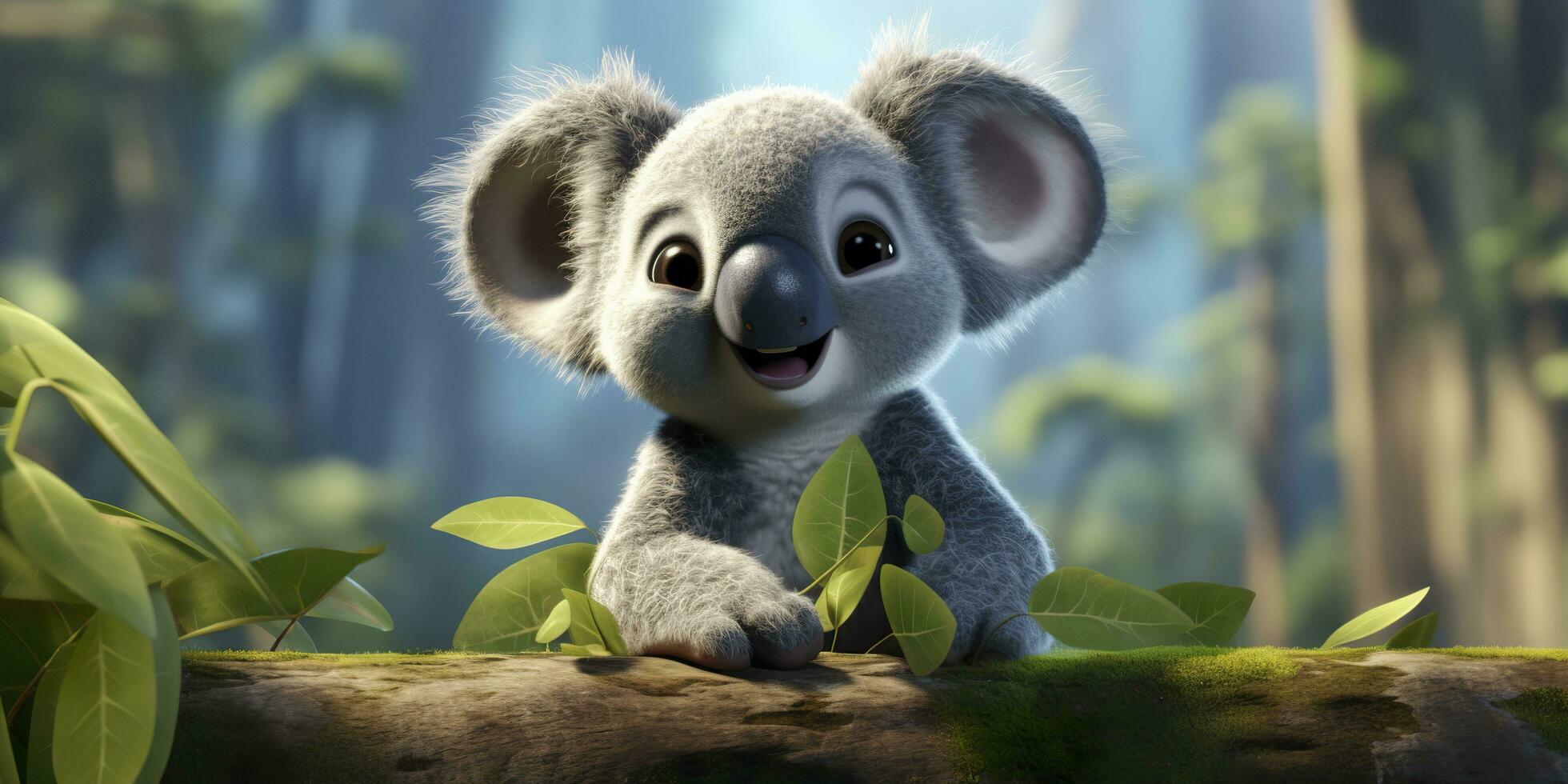 A cartoon colored funny masterpiece of a cute koala, closeup. Generative AI photo