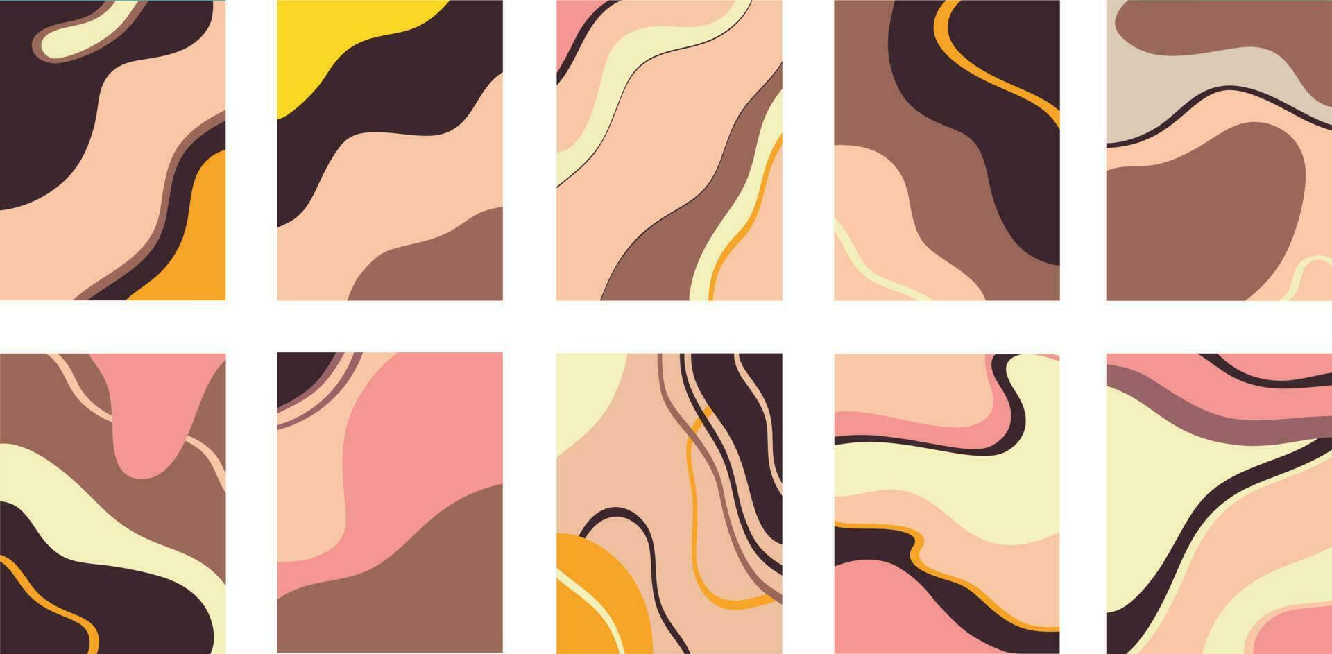 Set of images with colorful chaotic patterns vector