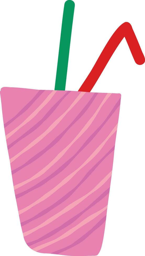 cardboard glass for drinks with tubes. cartoon illustration in doodle style vector