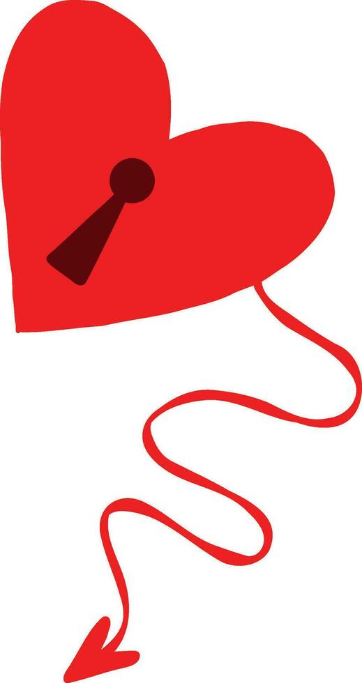 Red heart with lock. Illustration in a modern childish hand-drawn style vector