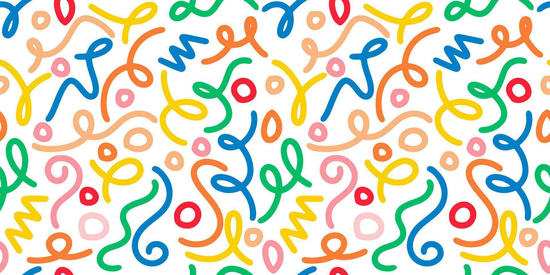 Doodle sketch style of colorful shapes and lines on white background for concept design. seamless pattern creative minimalist style art background. vector