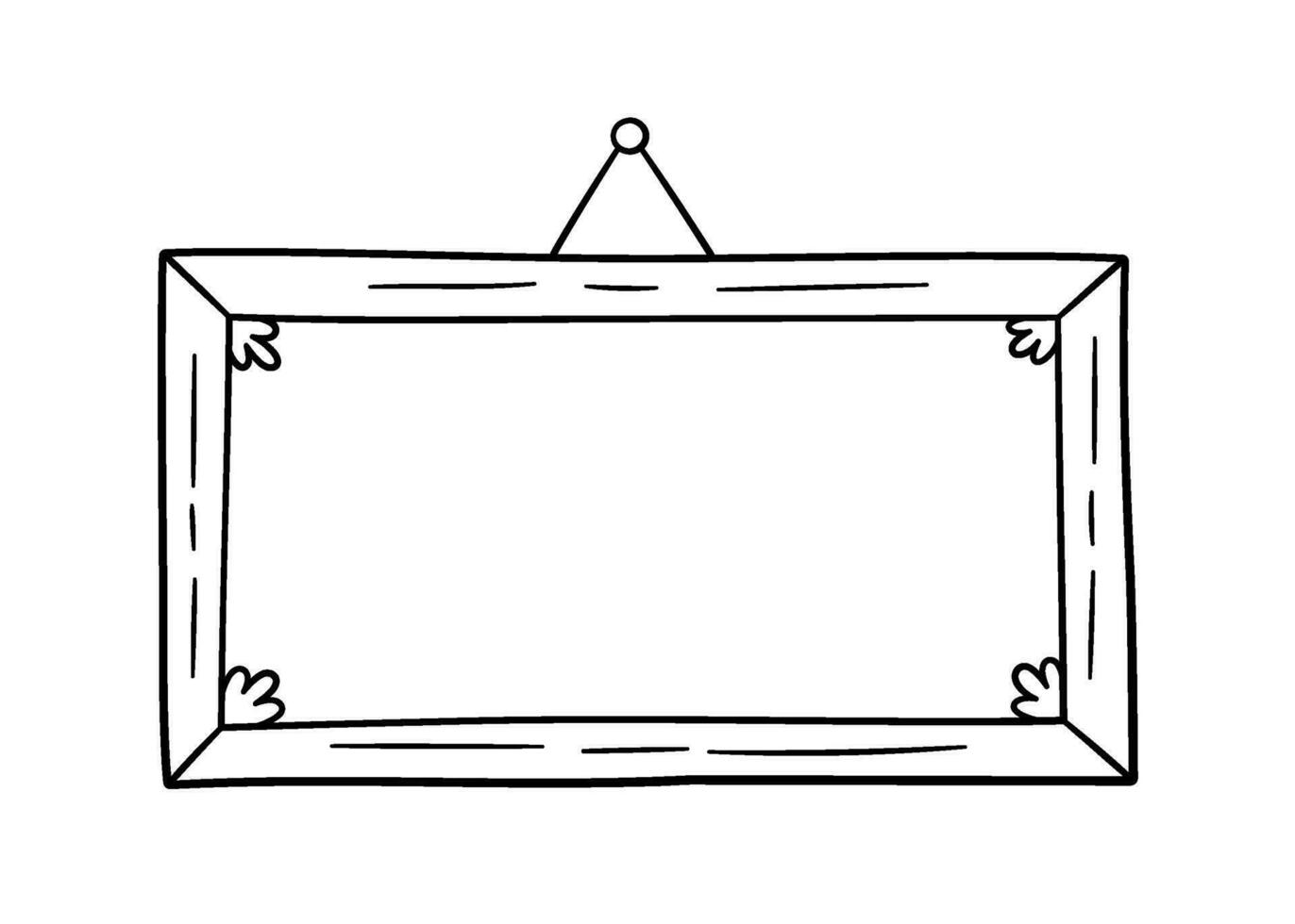 Vintage hand drawn picture frame. Doodle photo frame. Blank black sketch rectangle. Scribble picture border. Vector doodle illustration isolated on white background