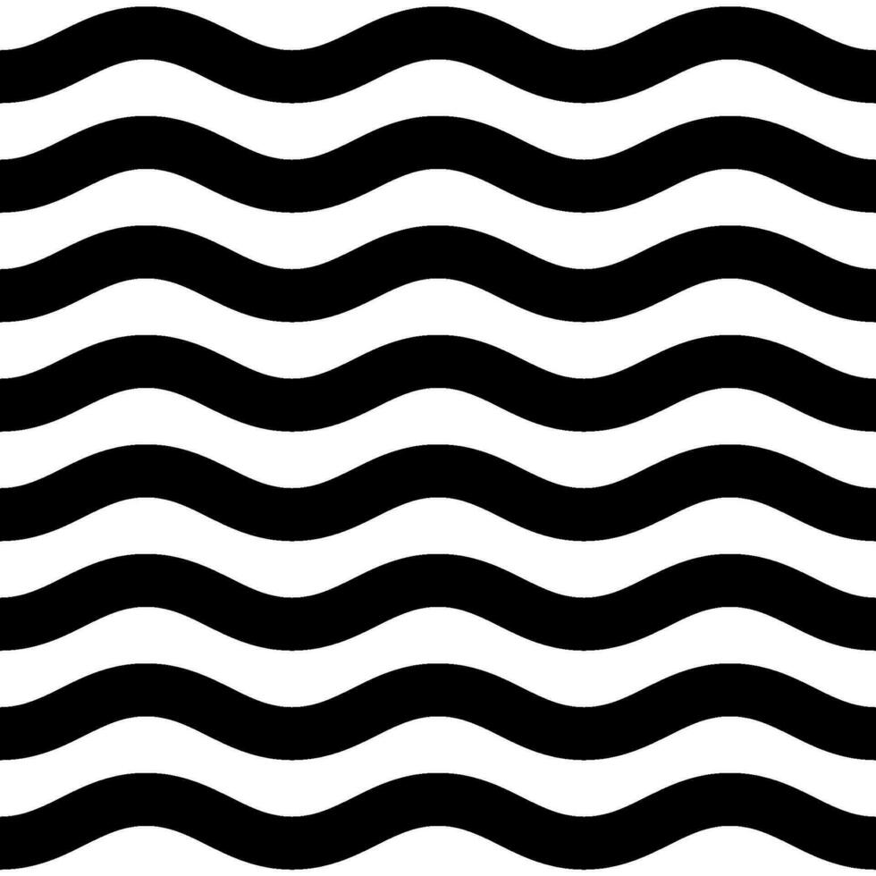 Wave wide line seamless pattern. Wavy thick stripes pattern. Black horizontal water curve lines texture. Simple monochrome black and white background. Editable stroke. Vector illustration.