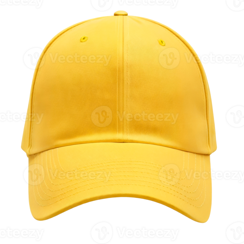 Yellow baseball cap isolated on transparent background. Template Mock up. Front view. AI Generative png