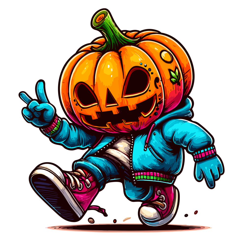 Graffitti Halloween Pumpkin Clipart - Ai Generative png