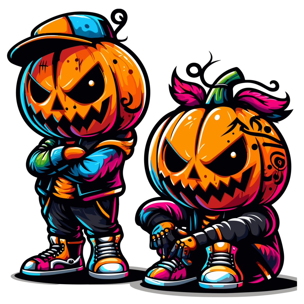 graffitti halloween pompoen clip art - ai generatief png