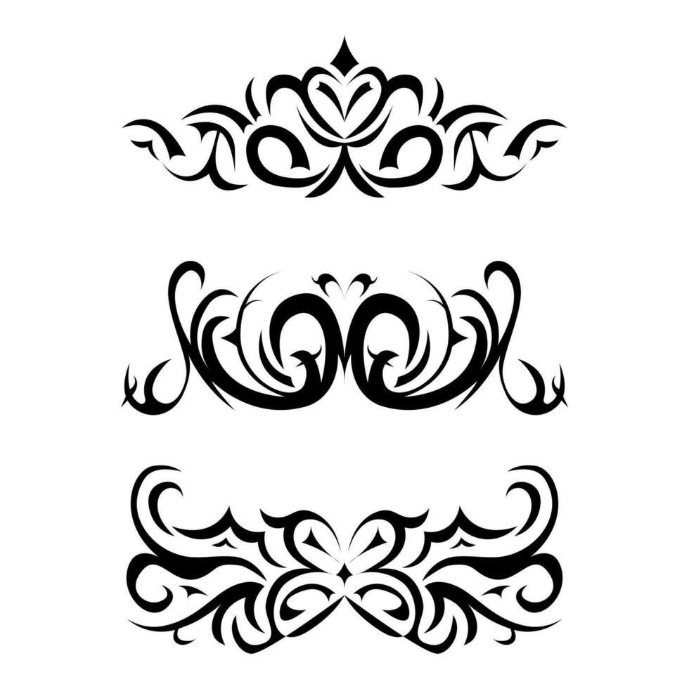 Y2k gothic heart, butterfly, neo tribal shapes tattoo. Hand drawn retro design elements in 90s, 2000s style. Vector illustration
