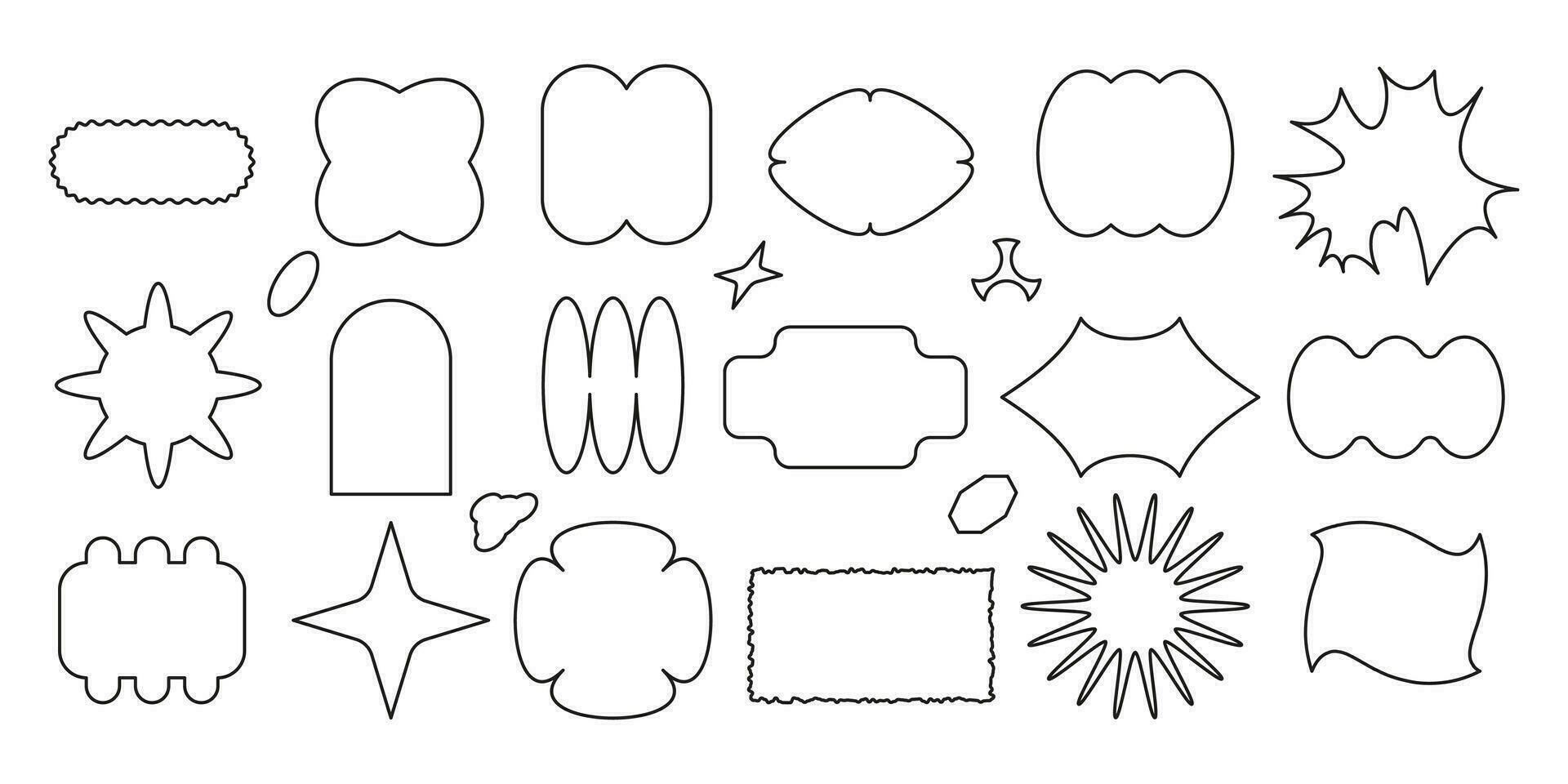 Simple line frames design elements set. Abstract geometric shapes with copy space fot text. Different forms and figures. Outline vector illustration isolated on white background