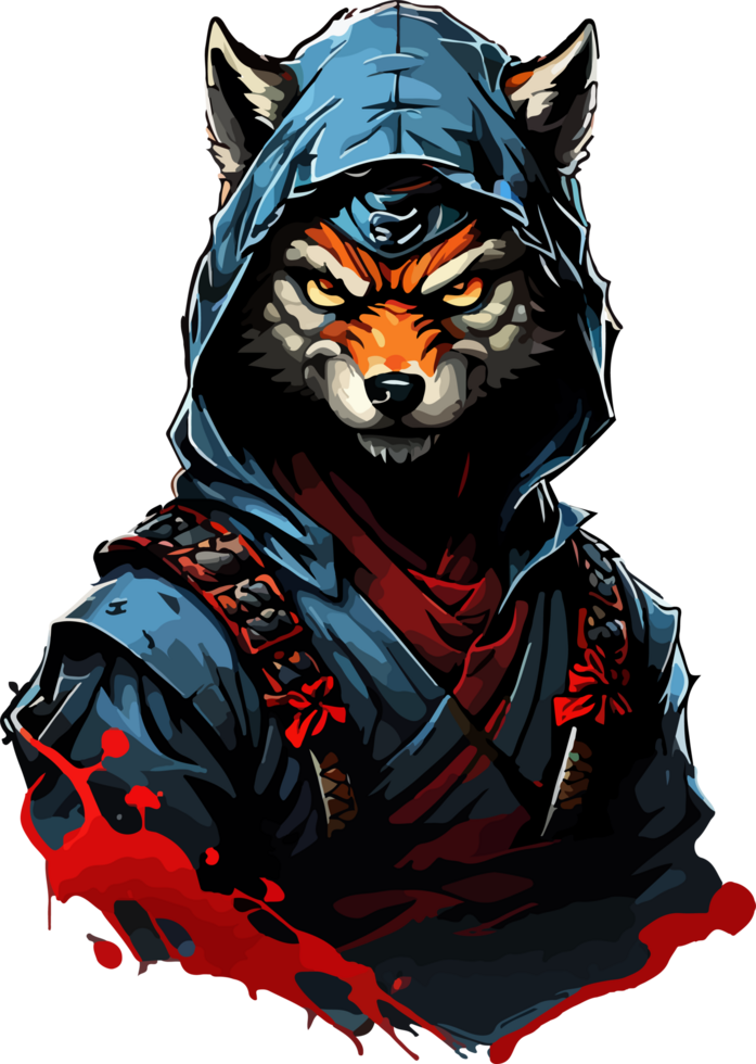 Wolf Ninja Sticker AI Generative png