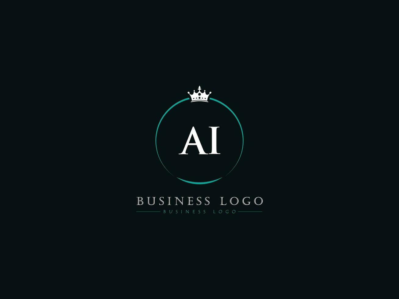 Colorful Crown Ai Logo Image, Modern AI Luxury Circle Letter Logo vector