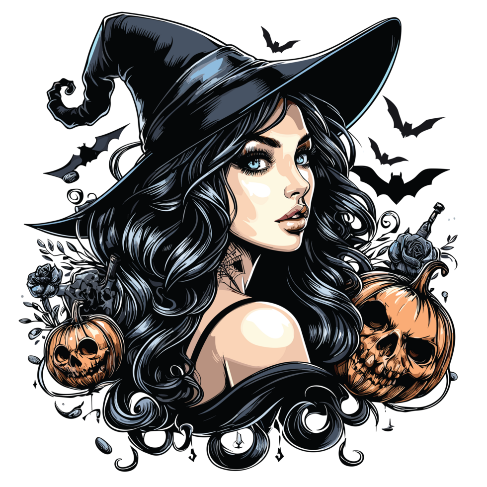 hermosa Víspera de Todos los Santos bruja clipart - ai generativo png