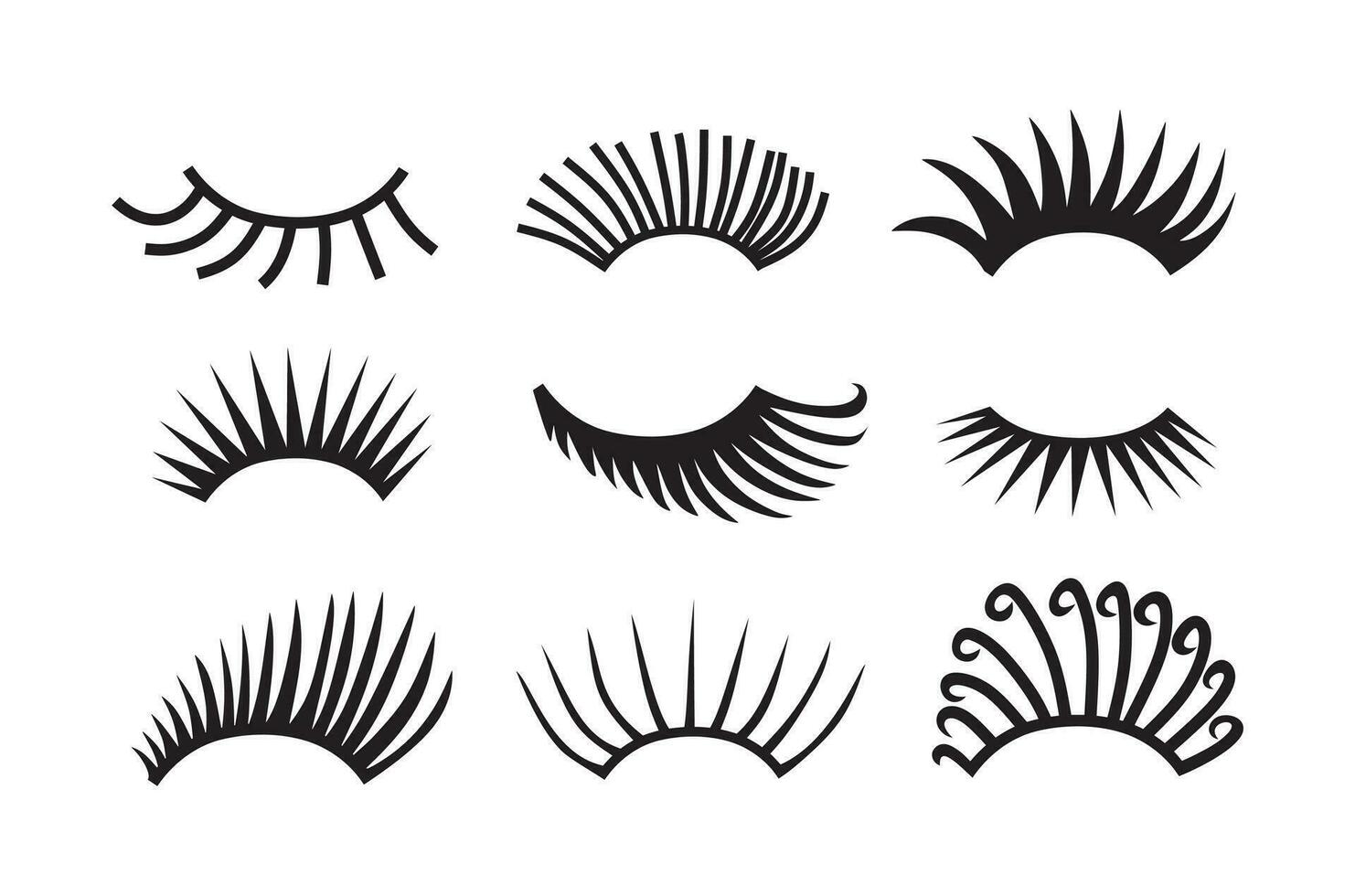 Vector eyelashes set. Closed and opened eyes. Icon set. Cute design.