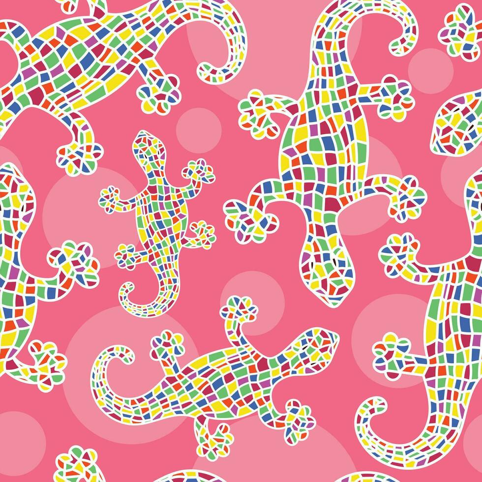 Lizard seamless pattern background. Pink colors. vector