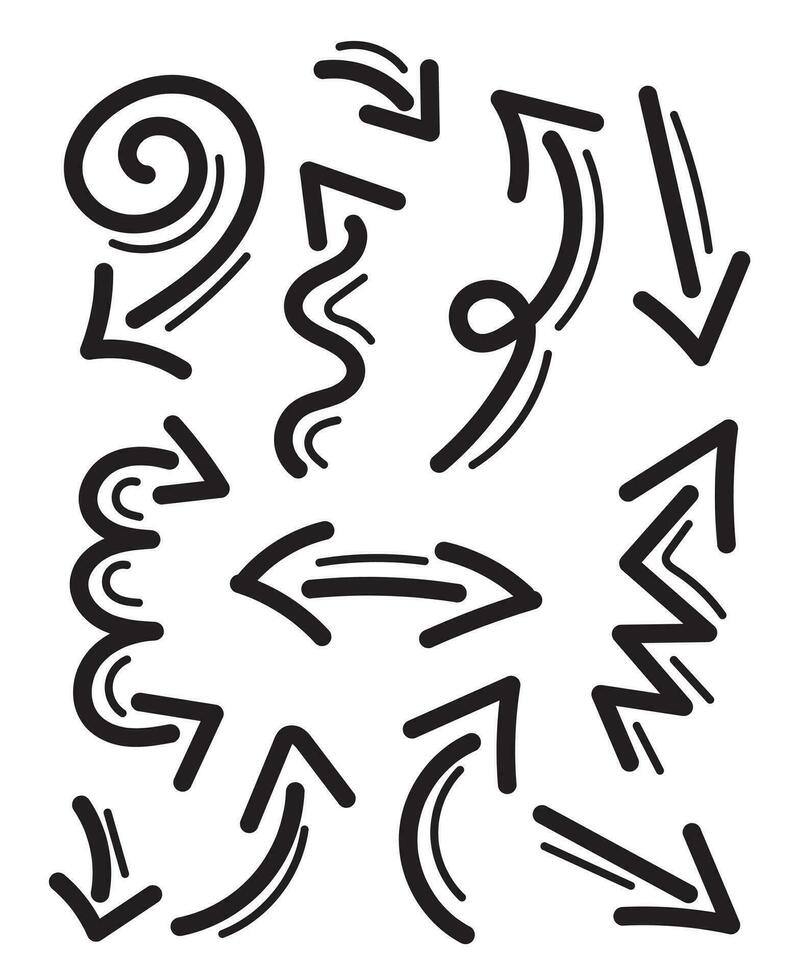 sketch arrow, doodle arrows set, arrows zen style vector