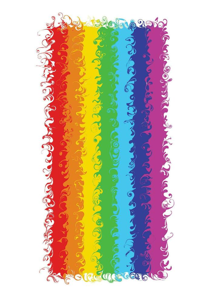 Distorted rainbow. Twirl effect. Vertical. Isolated on white background. vector