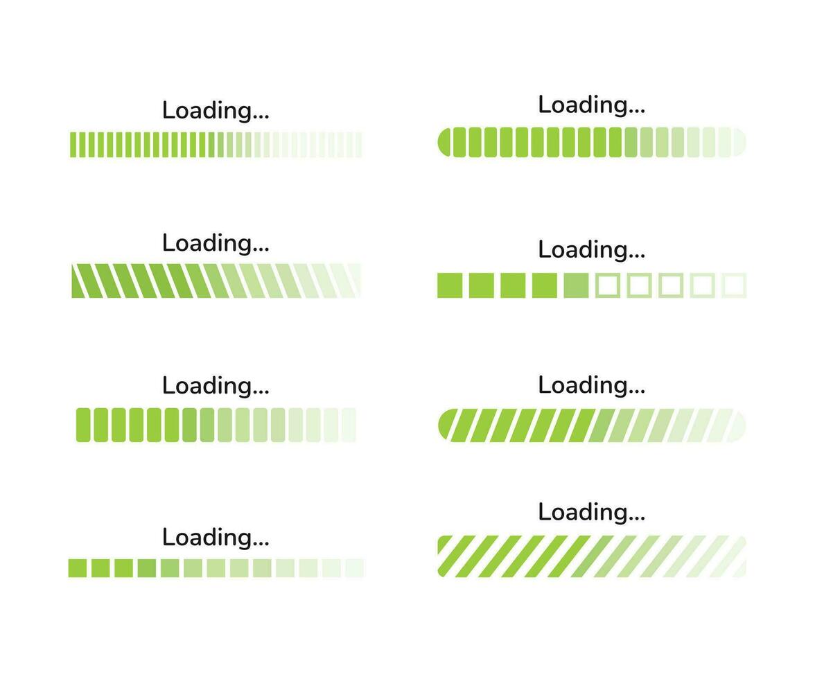 Progress loading bar icons. Loading bar element icon set. Load sign. Vector illustration