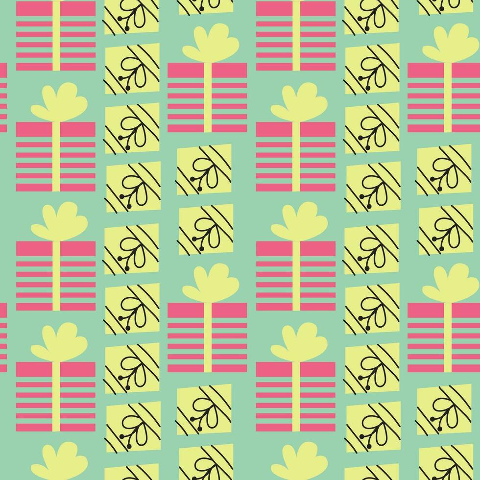 Boxes with gifts. Seamless pattern. Vector illustration.