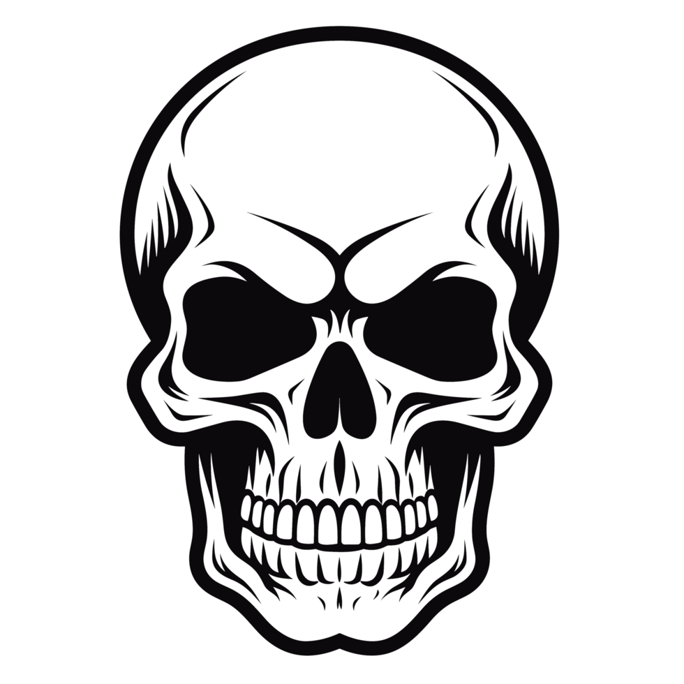 Black and White Skull Silhouette - Ai Generative png