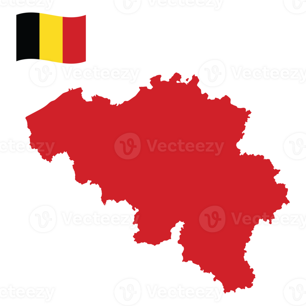 Map of Belgium with Belgium flag png
