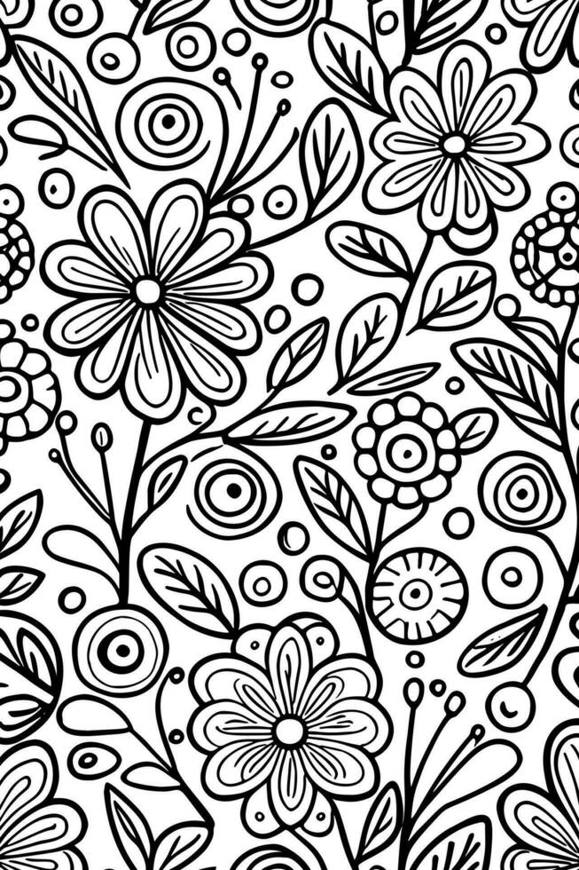 Abstract Black White Floral Vector