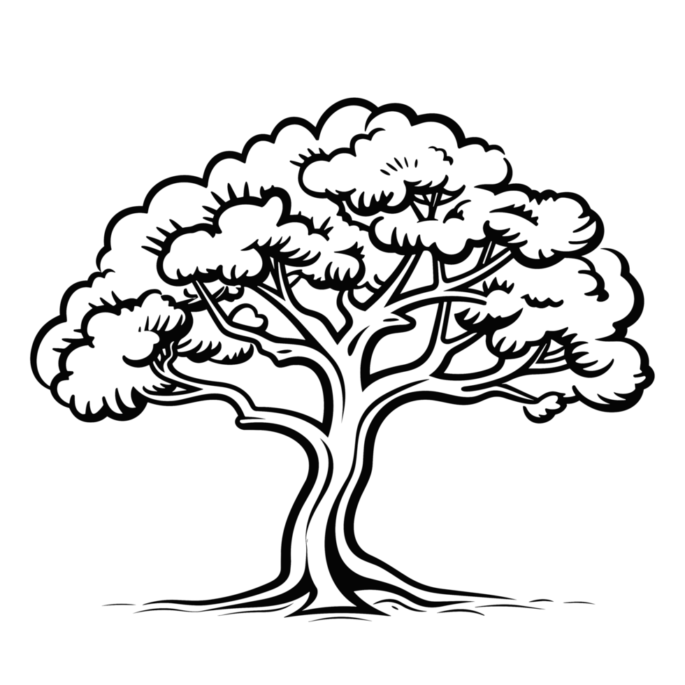 Beautiful Black And White Tree Silhouette - Ai Generative png