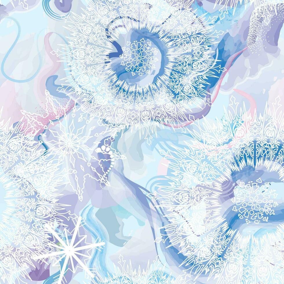 Winter snow seamless pattern. Bright winter season holiday style. Flowing wavy snowy clouds. Modern background for festive christmas graphics. vector