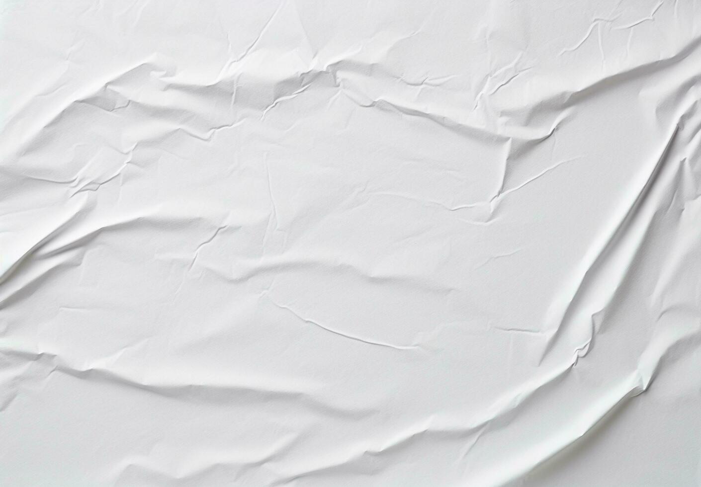 Creative blank white crumpled and creased paper poster texture background. Generative AI photo