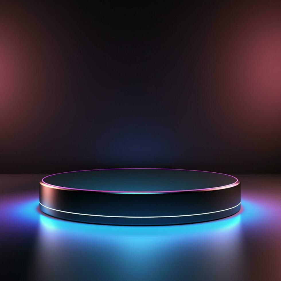 Luxury natural stone podium for showing packaging and product on black background. Generative AI photo