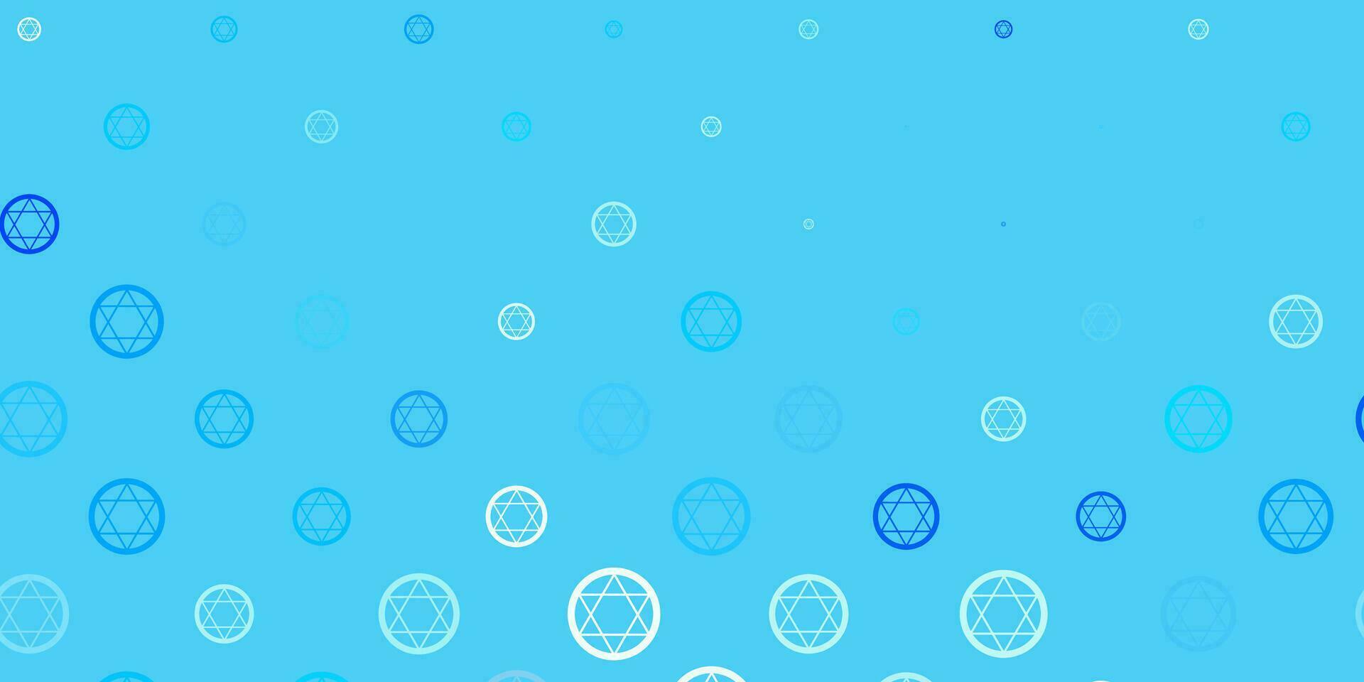 Light BLUE vector background with occult symbols.