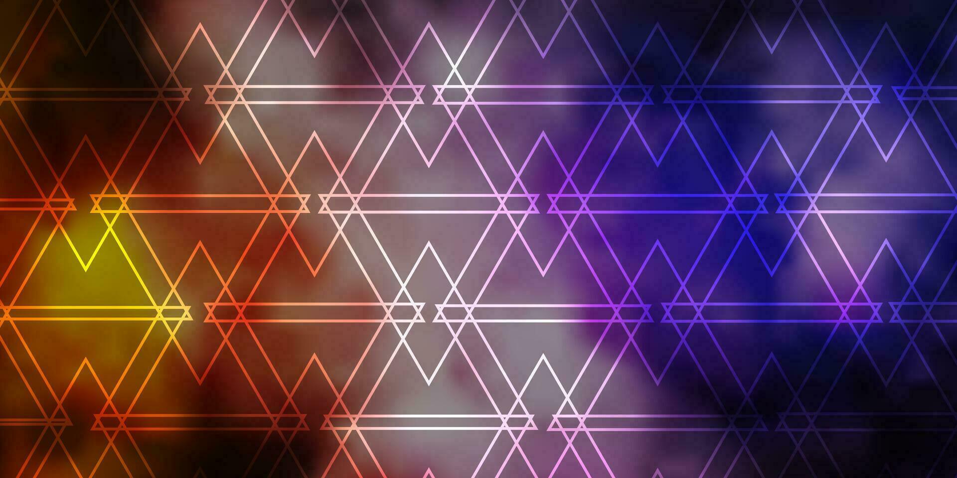 Dark Pink, Yellow vector texture with lines, triangles.