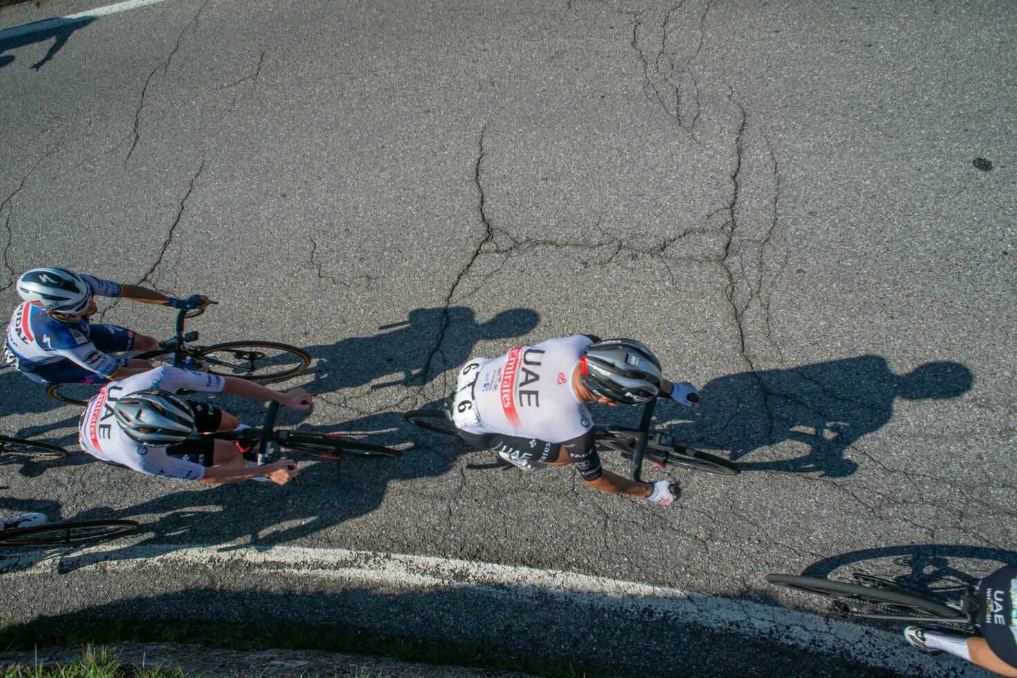 Bergamo Italy 2023 Giro di lombardia cyclists climbing the climb of the Zambla hill photo