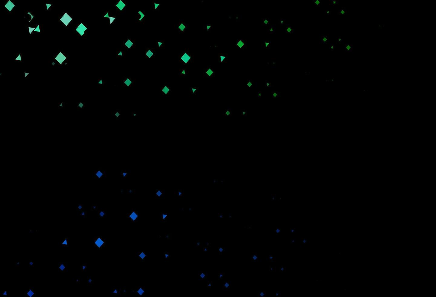 Dark blue, green vector template with crystals, circles, squares.
