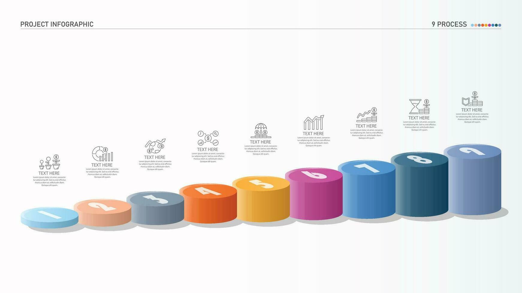 Bar chart rectangular 3d and icons for your Business reports and financial data presentation. vector
