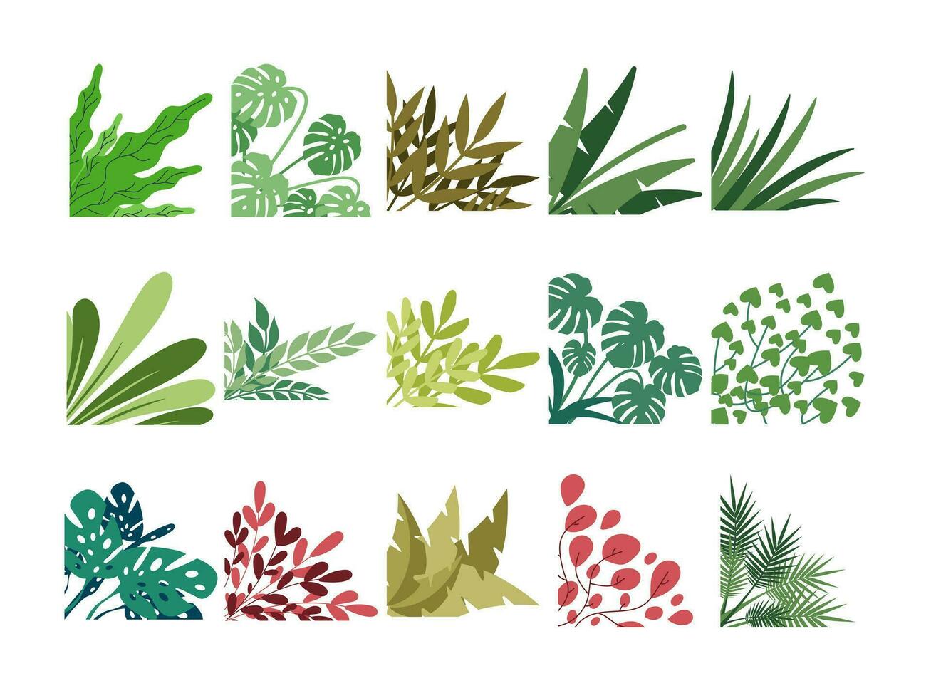 Fresh Tropical Leaves Corner Border Collection vector