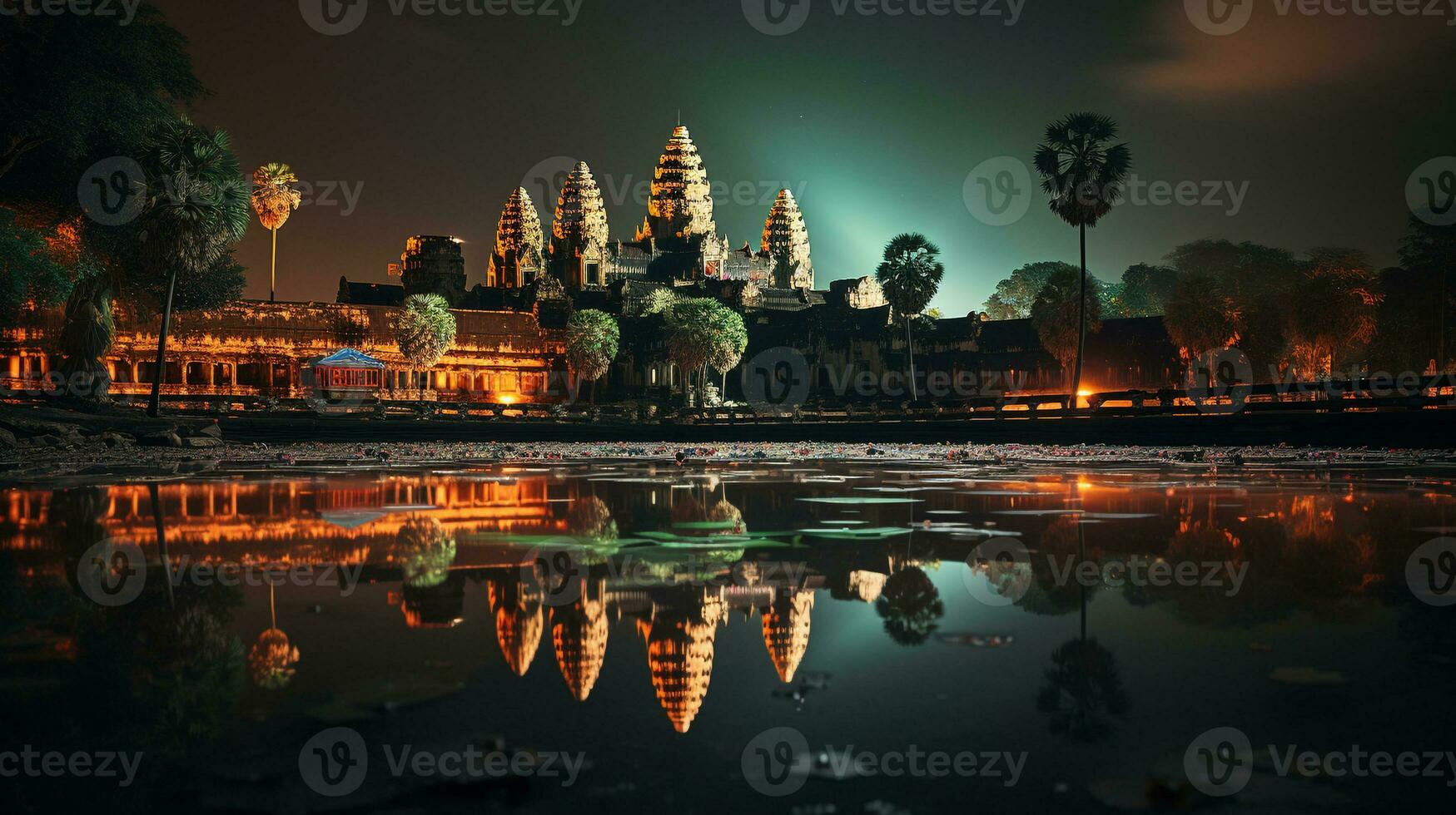 noche ver de angkor qué. generativo ai foto