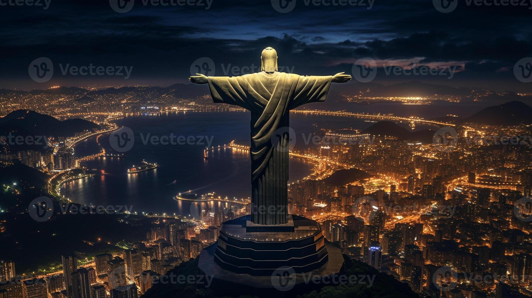 noche ver de Cristo el redentor. generativo ai foto