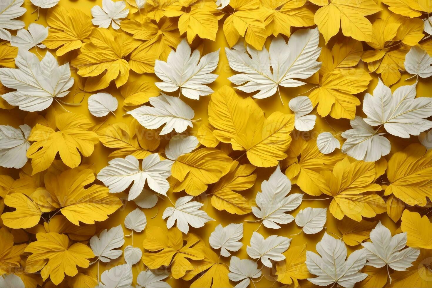 Yellow and white Leaves Background, Leaves Background, Leaves Wallpaper, AI Generative photo