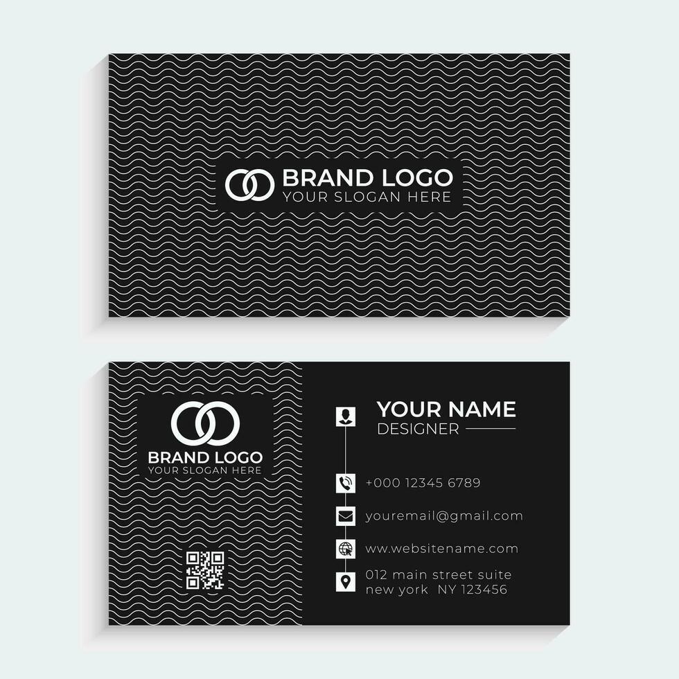 Creative modern black with wave lines business card template vector