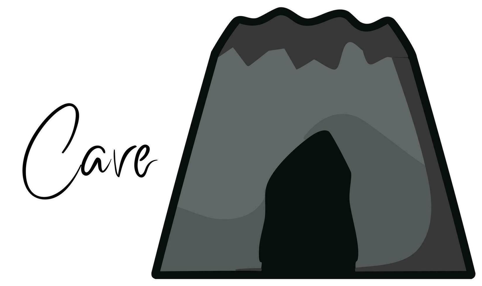 Cave vector illustration. Stone shelter. Entrance to the mountain dungeon.