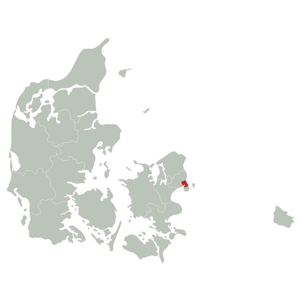 mapa de Dinamarca con capital ciudad Copenhague vector