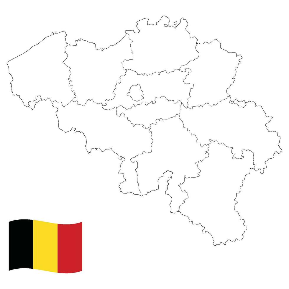 mapa de Bélgica con Bélgica bandera vector