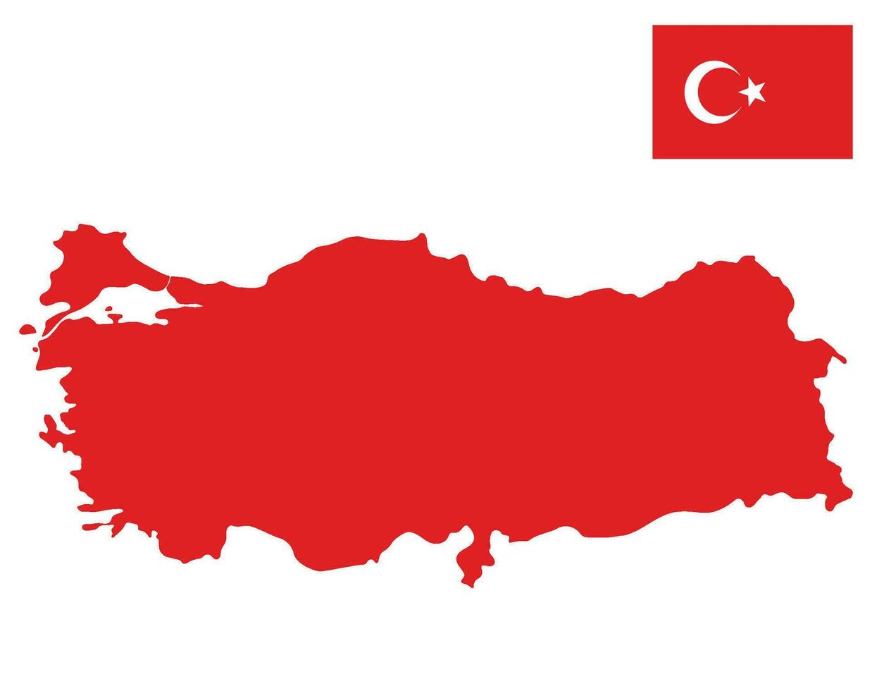 Map of Turkey with Turkish flag. vector