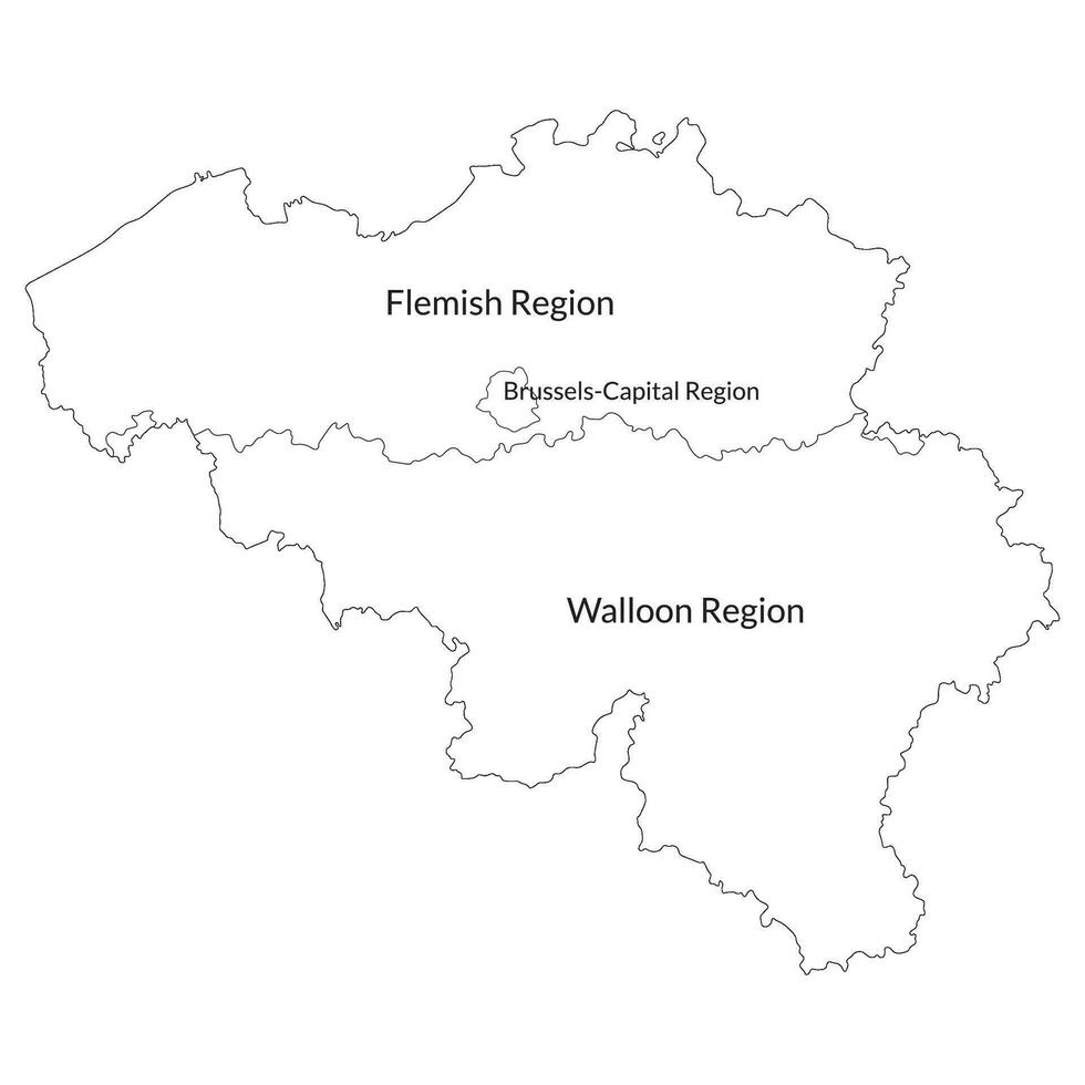 Belgium map with main regions. Map of Belgium vector