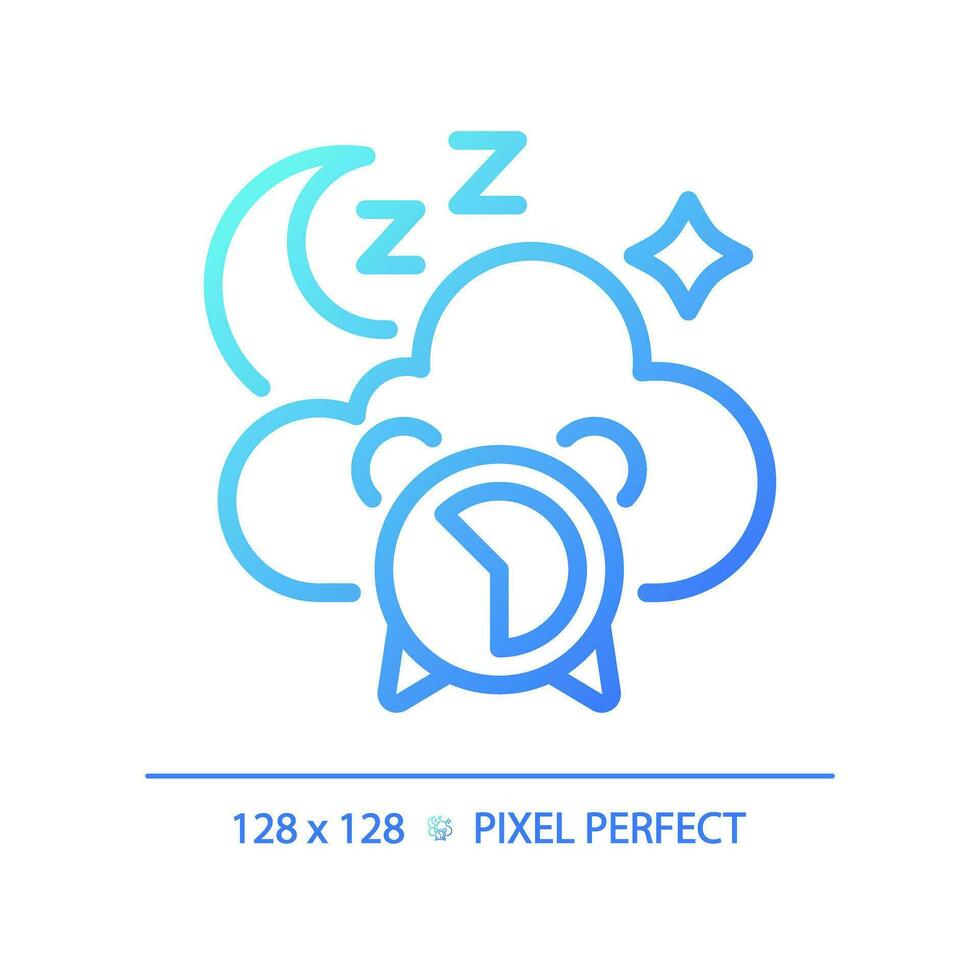 2D pixel perfect blue gradient good sleep icon, isolated vector, meditation thin line illustration. vector